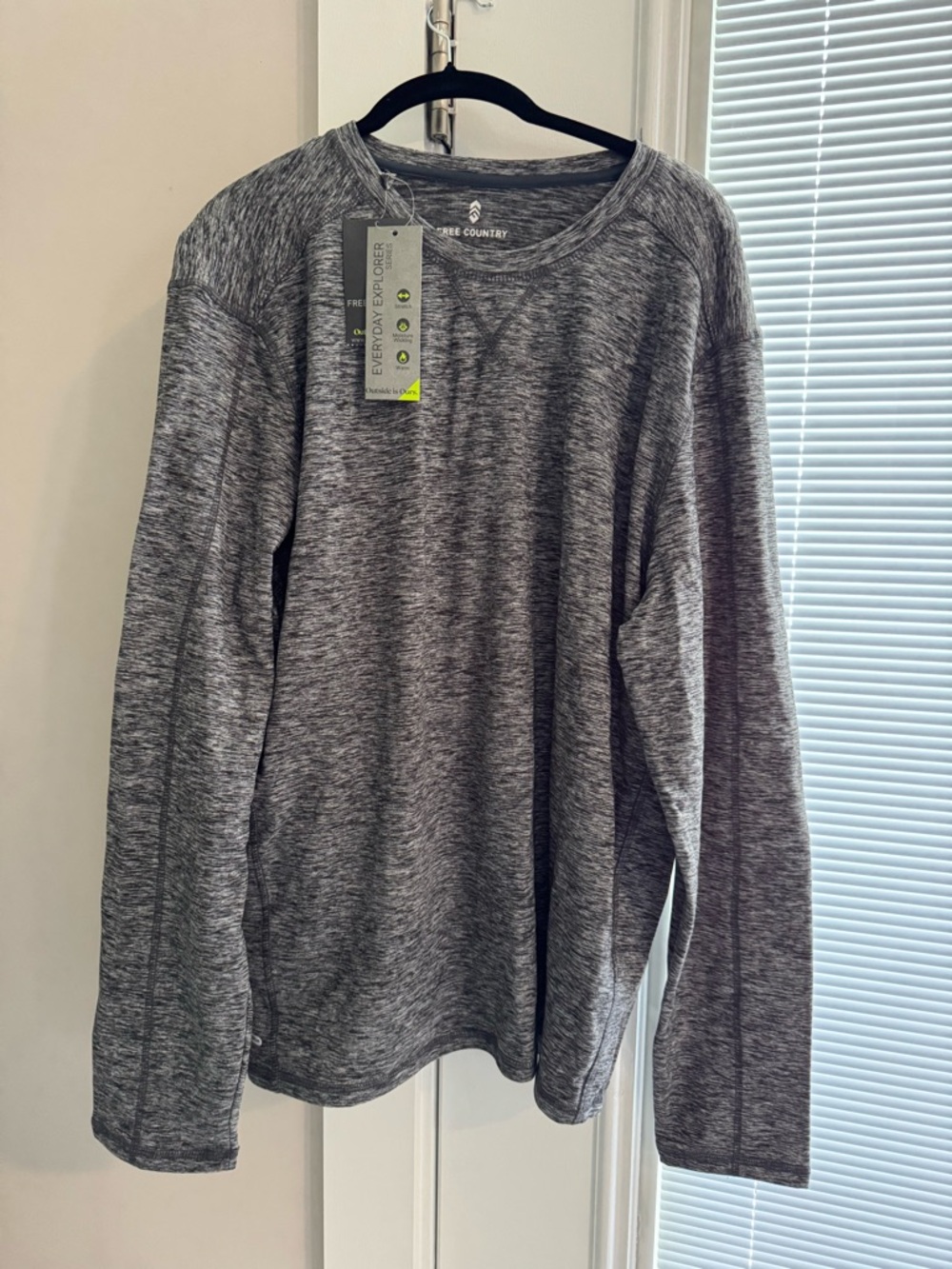 Free Country Heathered Charcoal Gray Long Sleeve Tee